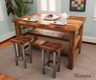 Industrial Bar Stool - Counter Stool - Island Stool - Reclaimed Wood And Steel Square Legs 6 small