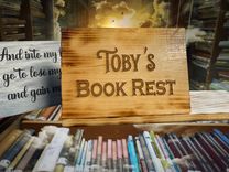 Wood Book Rest | Personalized Wood Night Stand Book Page Holder | Drink Holder 1 small