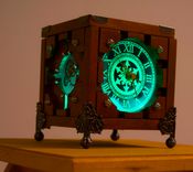 Customized Lighted Wood Steampunk Box Portal Cube Clock 4 small