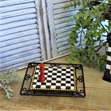 Whimsical Check Riser Small Checkerboard Wrought Iron Riser Chessboard Riser 6 small