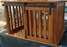 Wood End Table / Side Table Pet Crate With Barn Door 3 small
