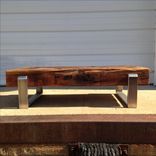 Living Room Table Set,  Stainless Steel And 8x8 Beam Coffee Table And End Table 5 small