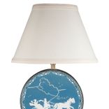 Vintage Blue White Round Tin Lamp 4 small