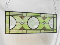 Antique Stained Glass Transom Window, Vintage Window Valance, Recycled Glass 4 small