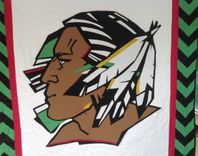 Custom Appliqued "Fighting Sioux" Team Logo Indian Brave Quilt With Arrow Border 2 small