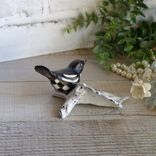 Courtly Songbird Black And White Check Bird Figurine Hand Painted Checked Decor 3 small