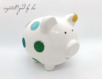 Crystallized Polka Dot Piggy Bank Baby Kids Decor Nursery Bling European Crystals Bedazzled 1 small