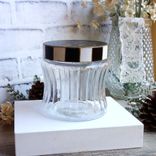 Courtly Checked Vintage Fluted Glass Jar 4 small