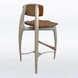 Modern Wood Bar Stool, Counter Stool, Hand Carved Seat And Legs In Cherry And Curly Maple "Sea Ray 4 small
