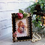 Courtly Vintage Checks Picture Frame Hand Painted Black White Checked Picture 3 small