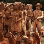Wood Sculpture Tobacco Indian Advertising Statue Mascot Bronze & Carved Wood 5 small