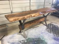 Live Edge Walnut Sofa Table Over Hot Rolled Steel 2 small