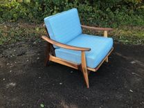 Mid Century Modern Upholstered Chair In Walnut 1 small