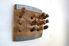 Wine Bottle Wall Mounted Stopper Display - Vintners Dozen - Made From Reclaimed Ca Wine Barrels 1 small