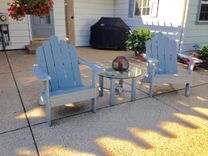 Painted Adirodack Chairs & Out Door Tables 1 small
