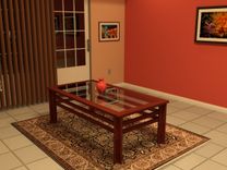 Red Oak  Coffee Table, Glass top coffee table 6 small