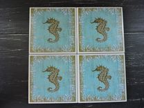 Seahorse Beach Theme Ceramic Coasters 5 small