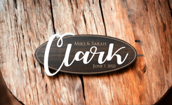Routed Personalized Wood Oval Family Name Sign 1 small