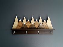 Rustic Coat Rack, Wood Coat Rack, Wall Coat Rack, Mountain Art, Wood Art, Functional Art, Storage 1 small