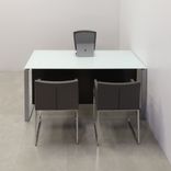 Custom Modern Executive Office Desk, Tempered Glass Top - Aspen Straight Desk 4 small