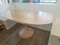 Knotty Alder Oval Dining Table  Modern Style Banquette 2 small