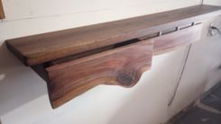Black Walnut Entry Shelf W/ Drawer 3 small