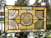 Stained Glass Plate Panel 1930s Depression Glass Madrid Window Treatment 1 small