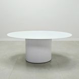 Oval Shape Custom Conference Table, Tempered Glass Top - Omaha Meeting Table 3 small
