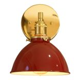 Cottage Time 1-Light Brass Wall Sconce, Red Lamp Shade 1 small