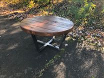 Reclaimed Wood And Welded Steel Round Coffee Table 4 small