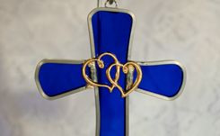 Gold Heart Cross Suncatcher 2 small