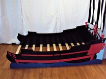 Pirate Ship Twin Kids Bed Frame - Handcrafted - Nautical Themed Children's Bedroom Furniture 3 small