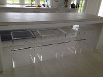 Acrylic Stool - Folded "Waterfall Edge" 3/4" Thick Clear Acrylic - Custom Sizing Available 2 small