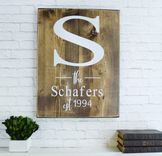 Block Letter Monogram Last Name Wood Sign - Family Name Established Sign - Personalized Wooden Decor 2 small