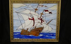 Stained Glass Picture Of Santa Maria Columbus Ship 1 small