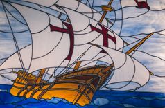 Stained Glass Picture Of Santa Maria Columbus Ship 4 small