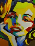 Hand-Made Marilyn Monroe Portrait In Stained Glass. 4 small