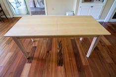 Maple Center Extension Table With Wooden Legs (One 12" Extension) 30" X 60" 1 small