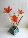 Day Lilies In Stained Glass- Centerpiece/ Sculpture 1 small