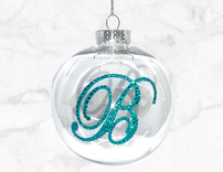 Custom Crystallized Initial Christmas Ball Ornament Letter Personalized Bling Bedazzled 1 small