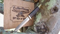 Forged Drop Point Knife, Brass Bolsters And Guards, Stacked Leather Handle 3 small
