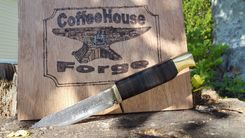 Forged Drop Point Knife, Brass Bolsters And Guards, Stacked Leather Handle 2 small