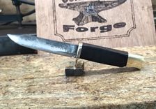 Forged Drop Point Knife, Brass Bolsters And Guards, Stacked Leather Handle 1 small