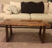Coffee Table,Live Edge Inlay,Steel Base,Woodworking,Living Room,Office,Mesquite,Reclaimed 1 small