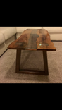 Coffee Table,Live Edge Inlay,Steel Base,Woodworking,Living Room,Office,Mesquite,Reclaimed 2 small