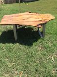 Coffee Table,Live Edge,Natural Wood,Woodworking,Steel Frame,Pecan Wood 2 small