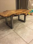 Coffee Table,Live Edge,Natural Wood,Woodworking,Steel Frame,Pecan Wood 5 small