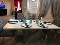 Concrete Table,Dining Table,Modern,Chic,White, 2 small