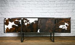 Leather Media Console, Urban Rustic Side Board, Modern Cowhide Credenza, Rawhide Buffet 2 small