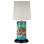 Vintage Jigsaw Puzzle Container Upcycled Lamp With New Lampshade 1 small